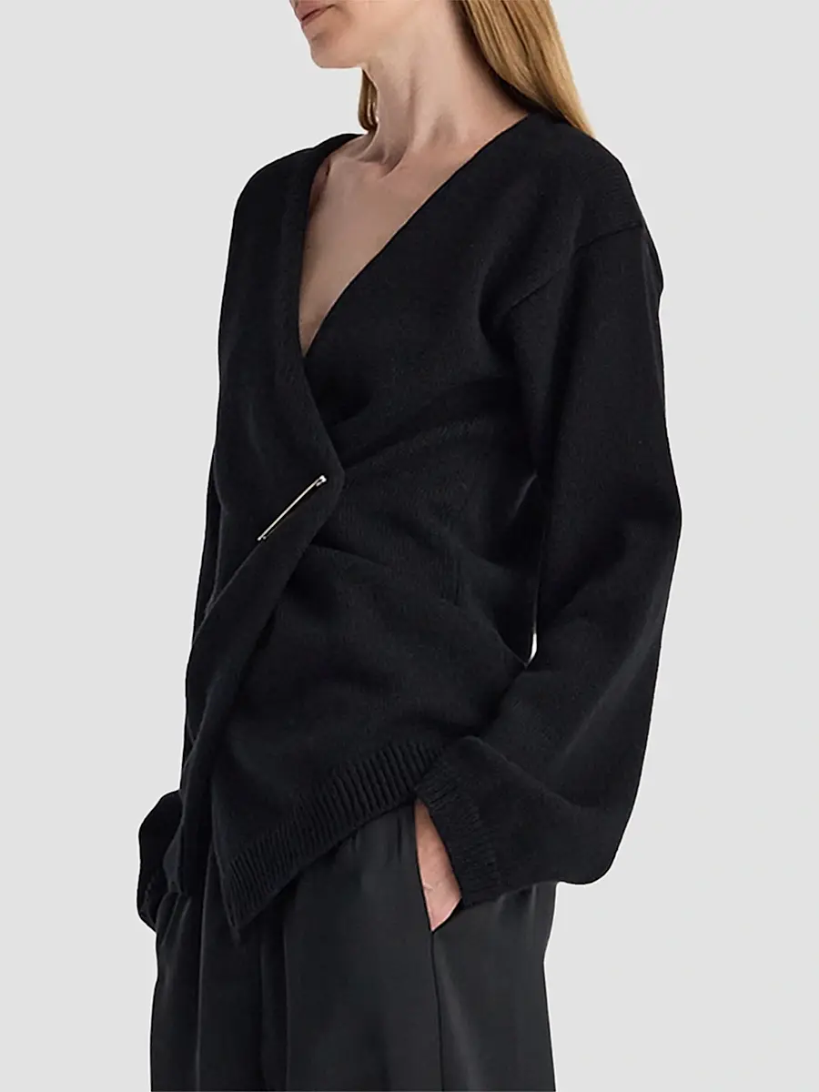 RÓHE Women's Relaxed Wool-Cashmere Wrap Cardigan | Thumbnail 6