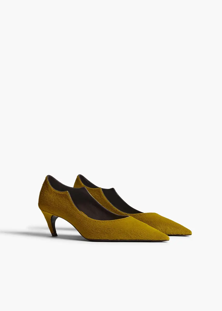Khaite Valerie Low Pump In Golden Olive Haircalf | Thumbnail 2 Khaite Valerie Low Pump In Golden Olive Haircalf | Thumbnail 2