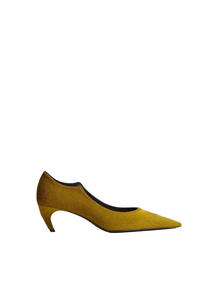 Khaite Valerie Low Pump In Golden Olive Haircalf