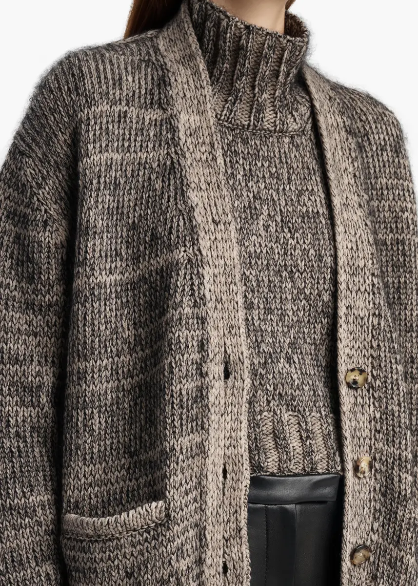Khaite Maura Cardigan In Sepia And Black Multi | Thumbnail 6