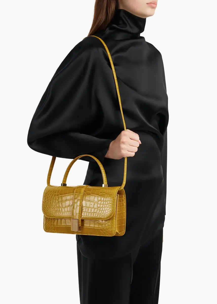 Khaite Blake Top Handle Bag In Golden Olive Alligator | Thumbnail 5 Khaite Blake Top Handle Bag In Golden Olive Alligator | Thumbnail 5