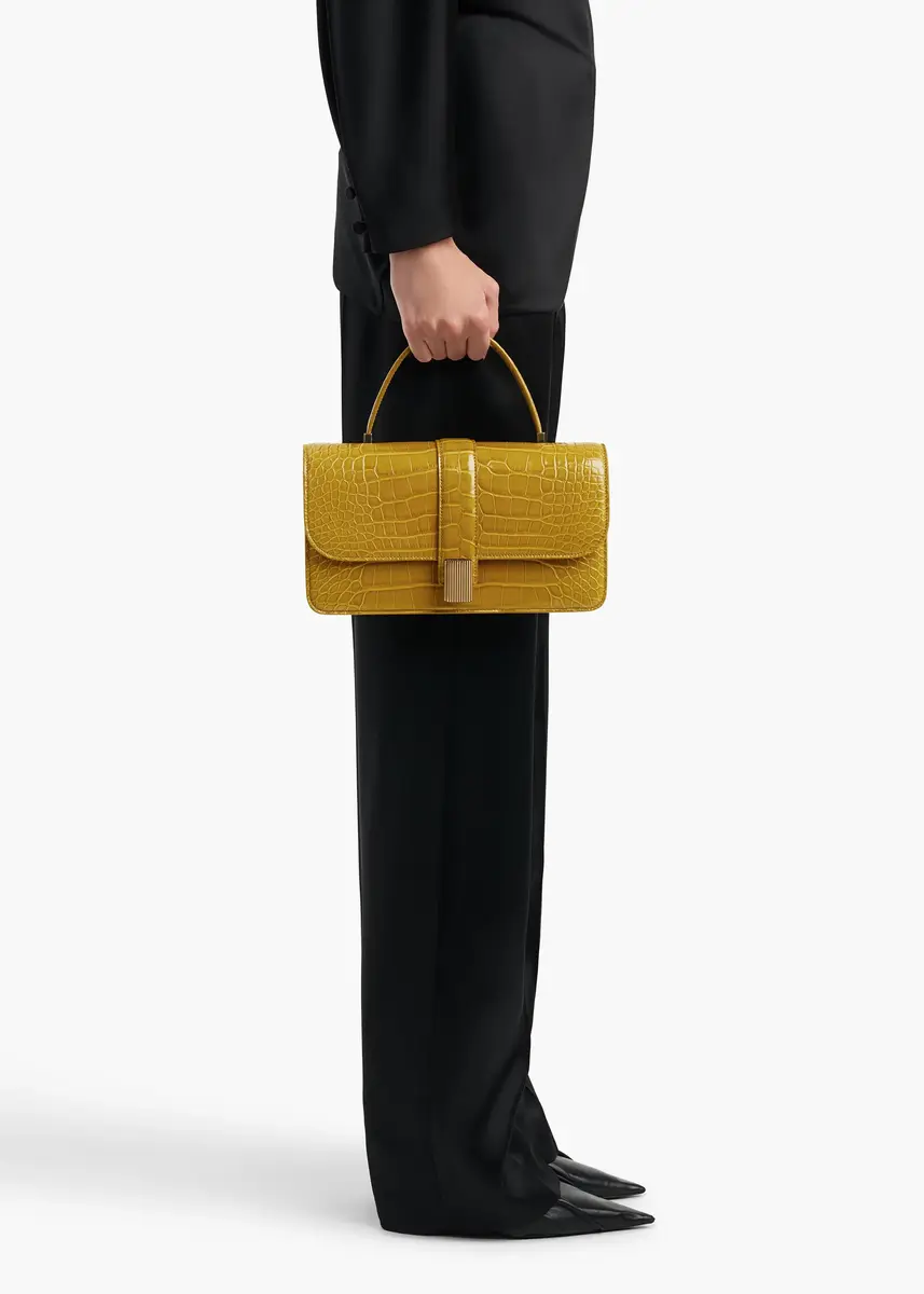 Khaite Blake Top Handle Bag In Golden Olive Alligator | Thumbnail 6 Khaite Blake Top Handle Bag In Golden Olive Alligator | Thumbnail 6