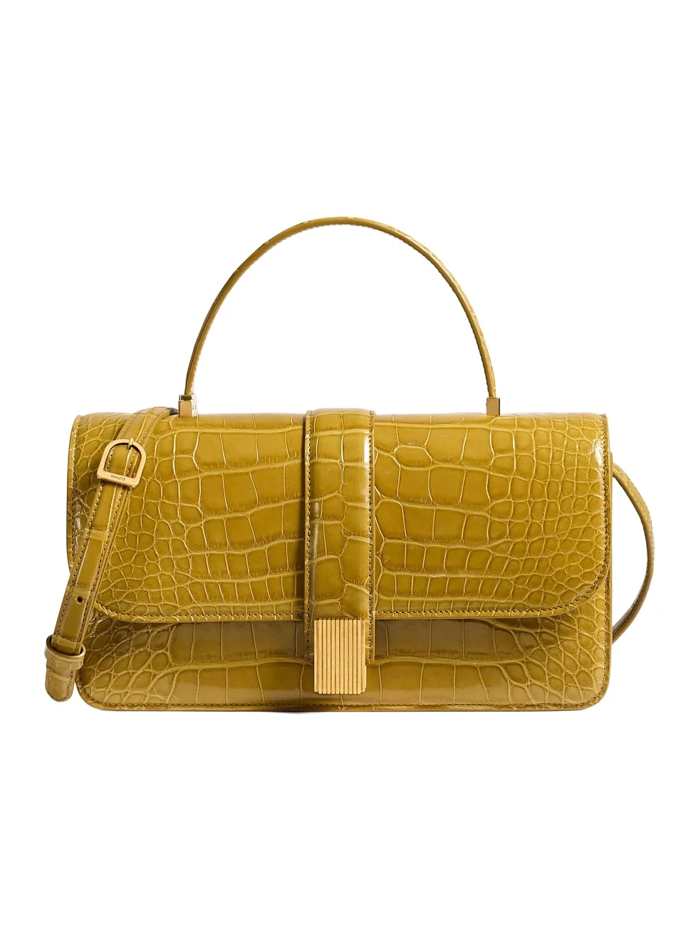 Khaite Blake Top Handle Bag In Golden Olive Alligator