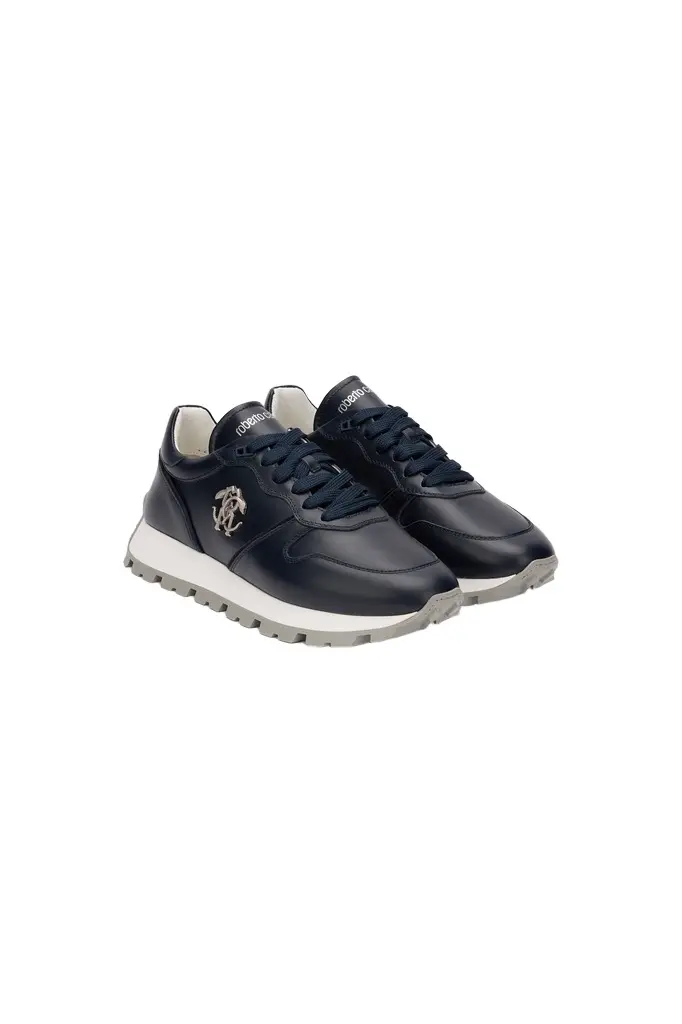Roberto Cavalli Blue Sneakers With RC Monogram