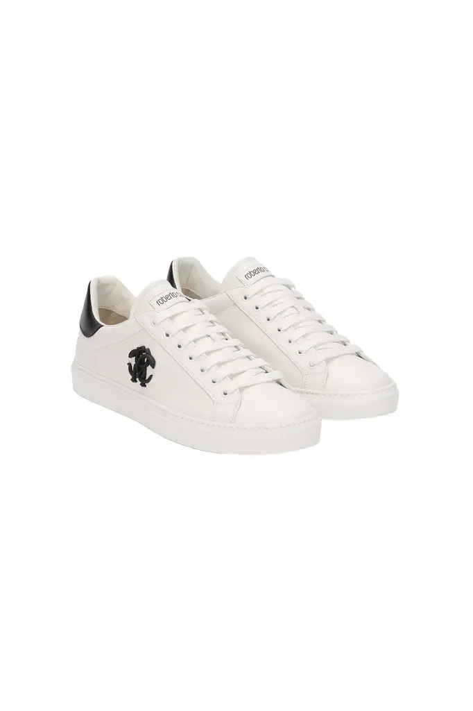 Roberto Cavalli Leather Sneaker With Monogram RC