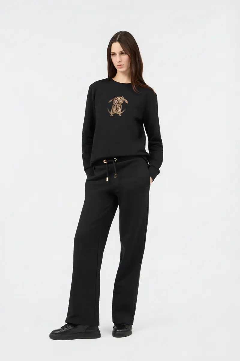 Roberto Cavalli Black Sweatshirt with Cut-Out Embroidered Logo | Thumbnail 6 Roberto Cavalli Black Sweatshirt with Cut-Out Embroidered Logo | Thumbnail 6