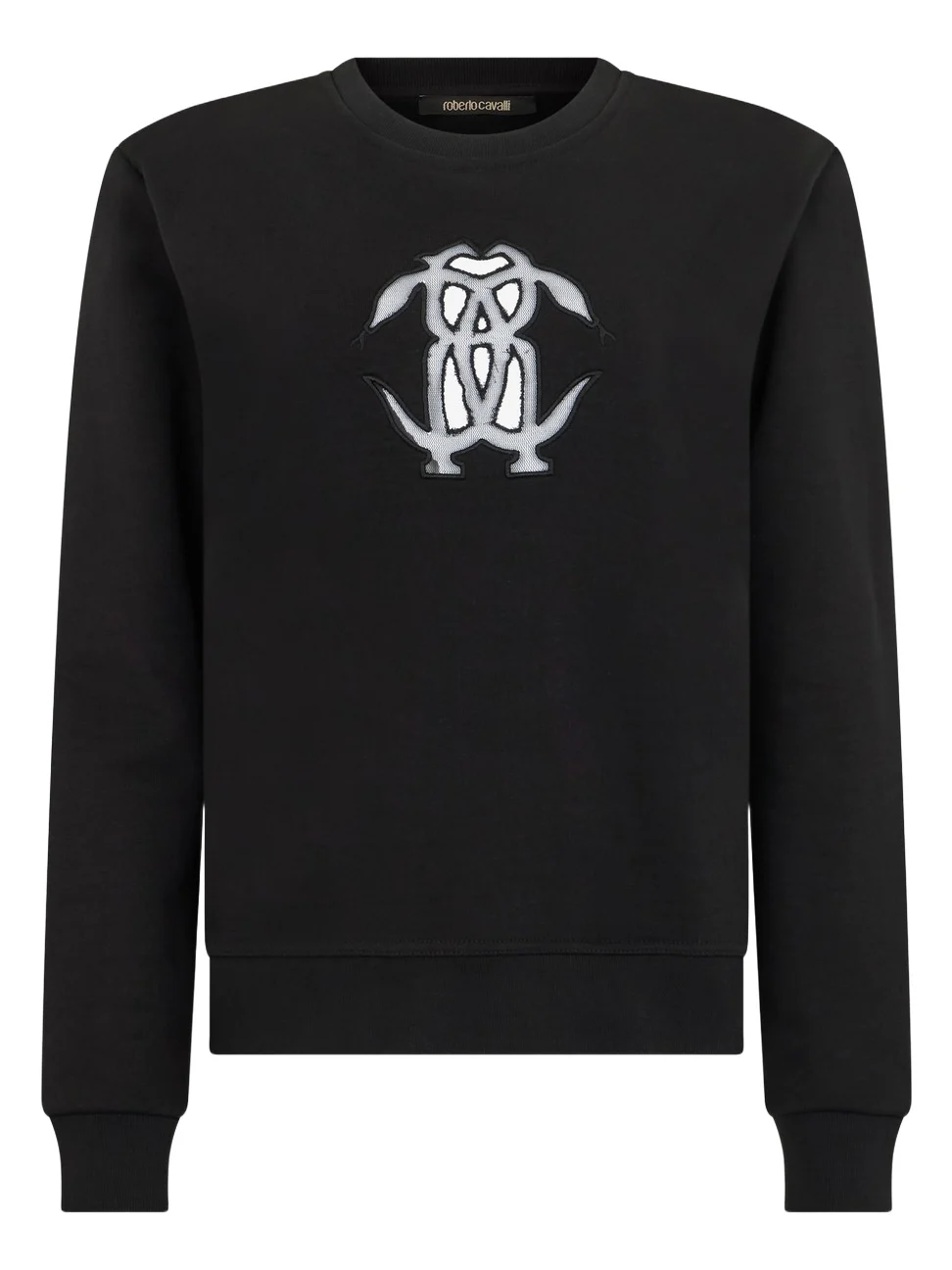 Black Sweatshirt with Cut-Out Embroidered Logo Black Sweatshirt with Cut-Out Embroidered Logo
