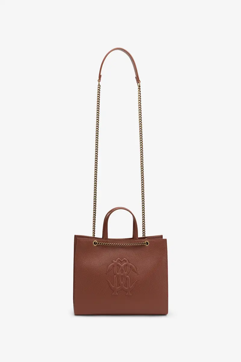 Roberto Cavalli Brown Leather Monogram RC Shoulder Bag | Thumbnail 3 Roberto Cavalli Brown Leather Monogram RC Shoulder Bag | Thumbnail 3