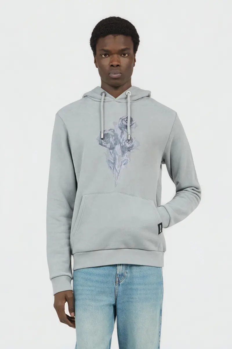 Roberto Cavalli Grey Sweatshirt with Printed Roses | Thumbnail 2 Roberto Cavalli Grey Sweatshirt with Printed Roses | Thumbnail 2
