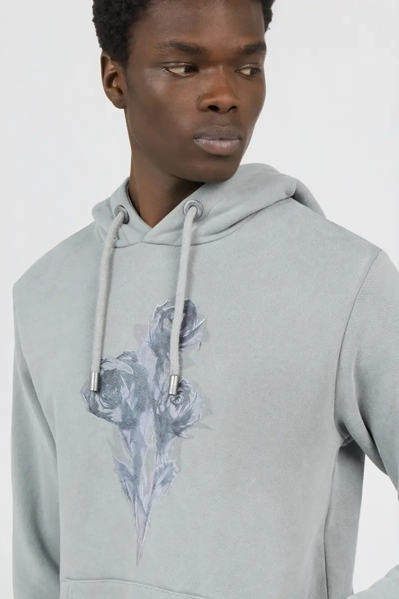 Roberto Cavalli Grey Sweatshirt with Printed Roses | Thumbnail 5 Roberto Cavalli Grey Sweatshirt with Printed Roses | Thumbnail 5