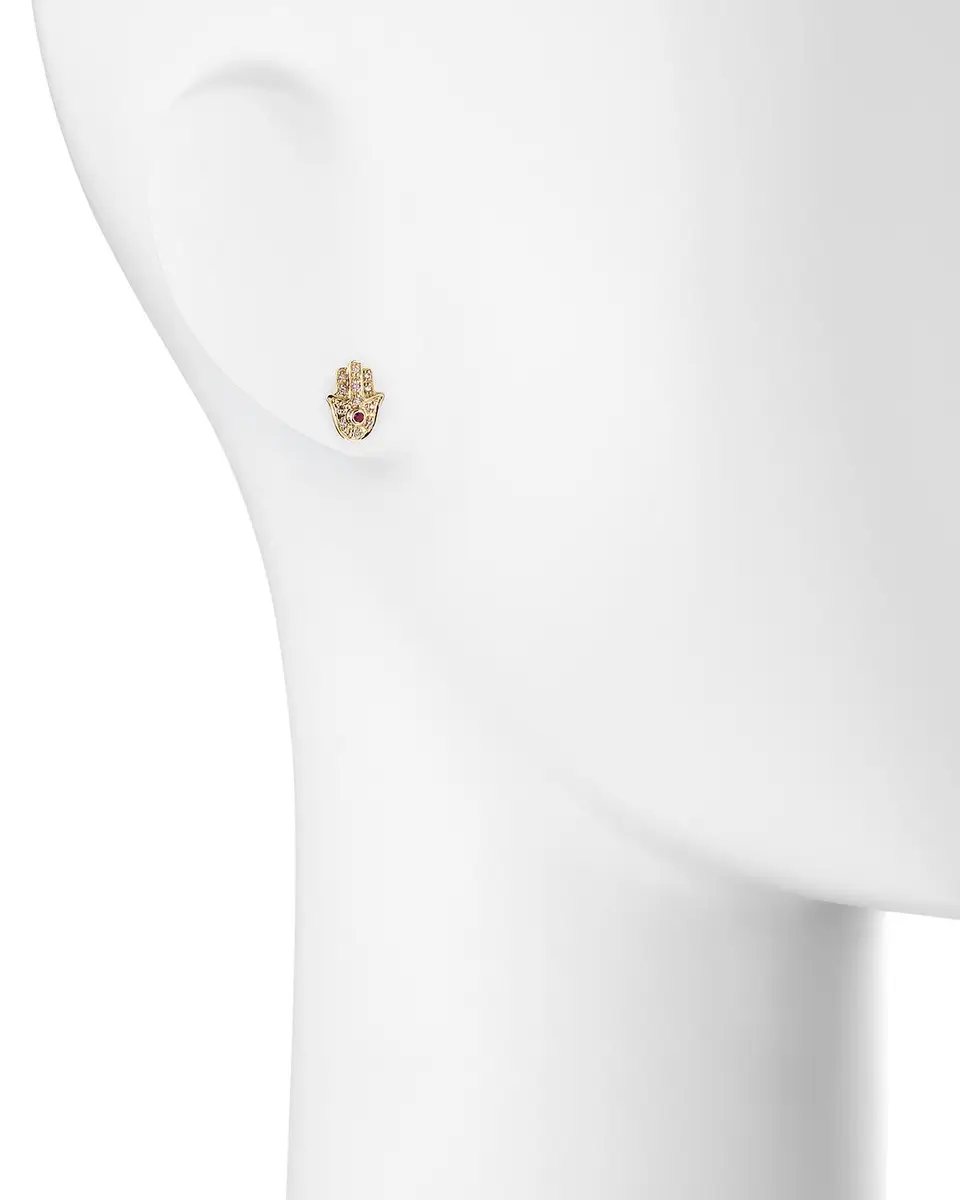 Sydney Evan 14k Yellow Gold Diamond Hamsa Single Stud Earring | Thumbnail 2