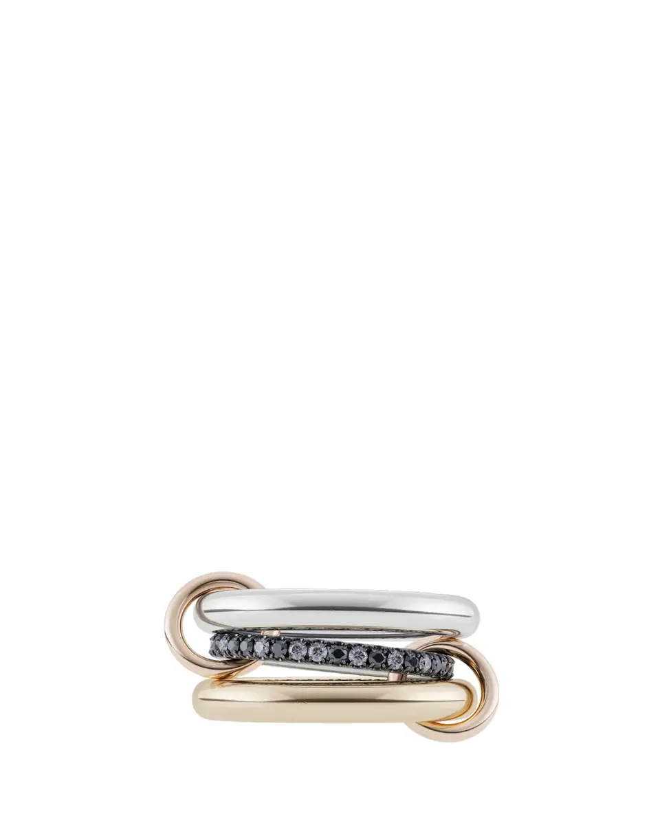 Spinelli Kilcollin Libra 18k Gold and Silver 3-Link Ring with Micropave Diamonds | Thumbnail 2 Spinelli Kilcollin Libra 18k Gold and Silver 3-Link Ring with Micropave Diamonds | Thumbnail 2
