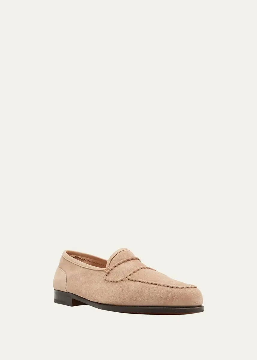 John Lobb Men's Bath Suede Penny Loafers | Thumbnail 2 John Lobb Men's Bath Suede Penny Loafers | Thumbnail 2