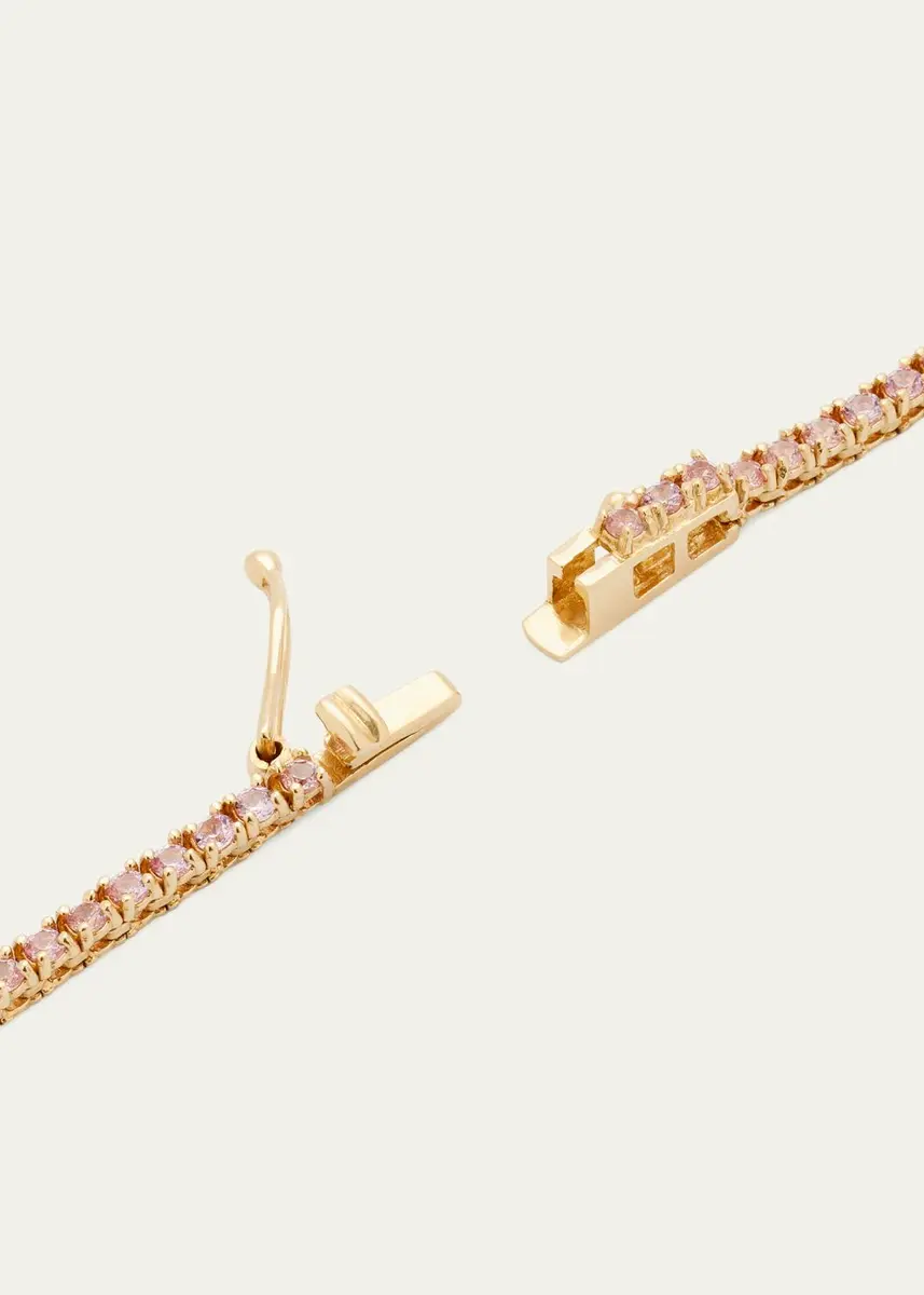 Jennifer Meyer Small 4-Prong Pink Sapphire Tennis Necklace with Diamond Accents in Yellow Gold | Thumbnail 4 Jennifer Meyer Small 4-Prong Pink Sapphire Tennis Necklace with Diamond Accents in Yellow Gold | Thumbnail 4