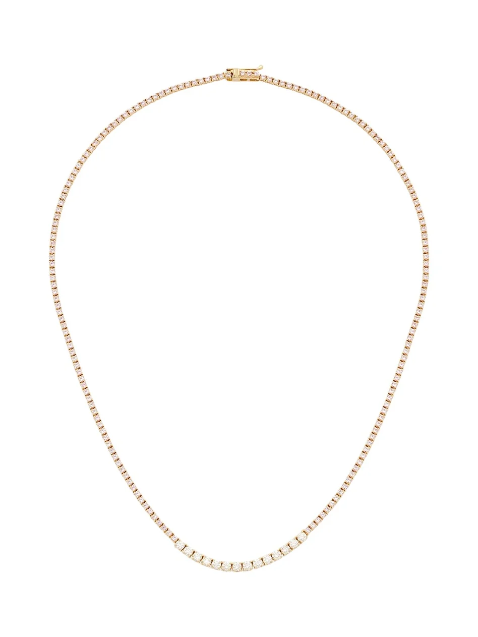 Jennifer Meyer Small 4-Prong Pink Sapphire Tennis Necklace with Diamond Accents in Yellow Gold