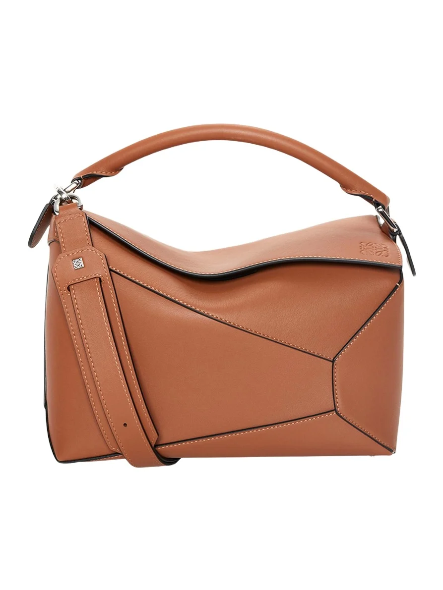 Puzzle Edge Medium Top-Handle Bag in Grained Leather