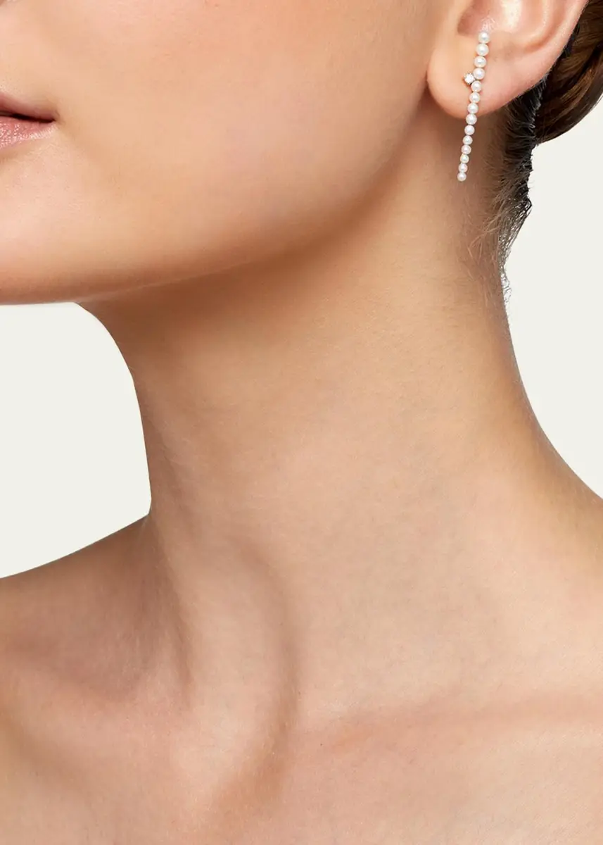 ATLAS LOVE Swan Diamond Multi Pearl Wave Earrings | Thumbnail 2 ATLAS LOVE Swan Diamond Multi Pearl Wave Earrings | Thumbnail 2