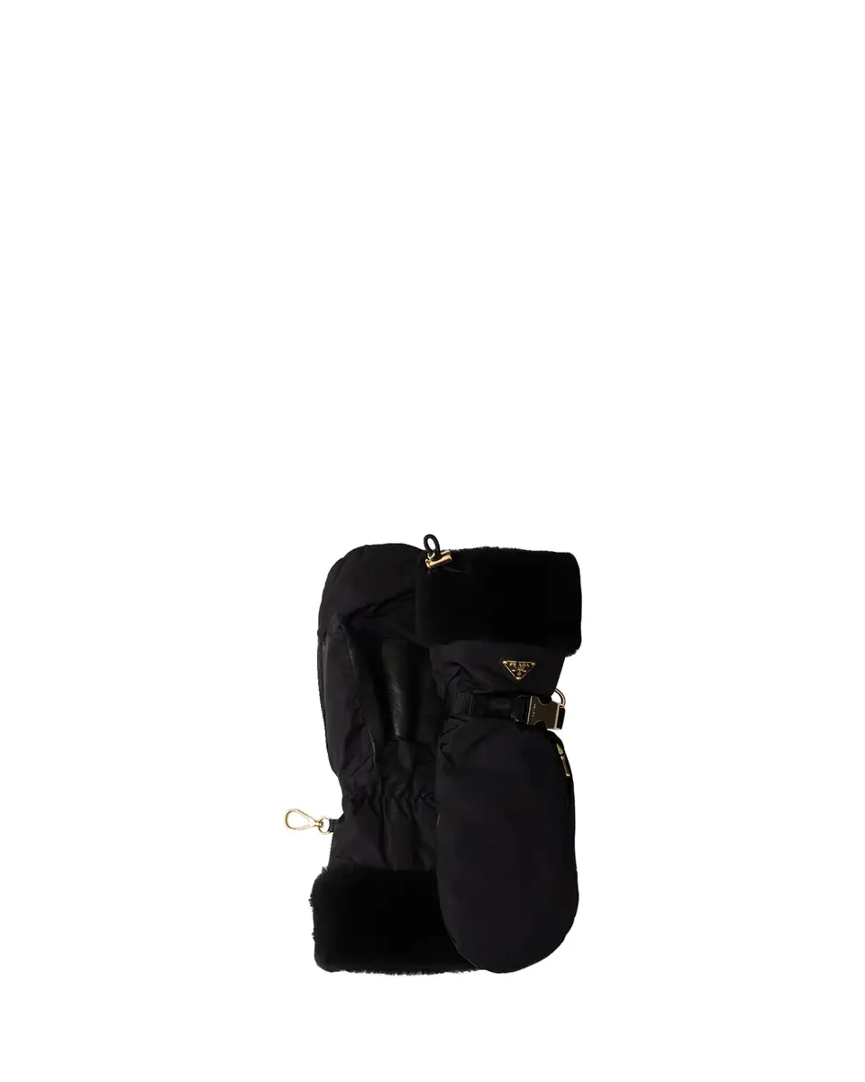 Prada Re-Nylon & Sheep Fur Mittens | Thumbnail 2 Prada Re-Nylon & Sheep Fur Mittens | Thumbnail 2