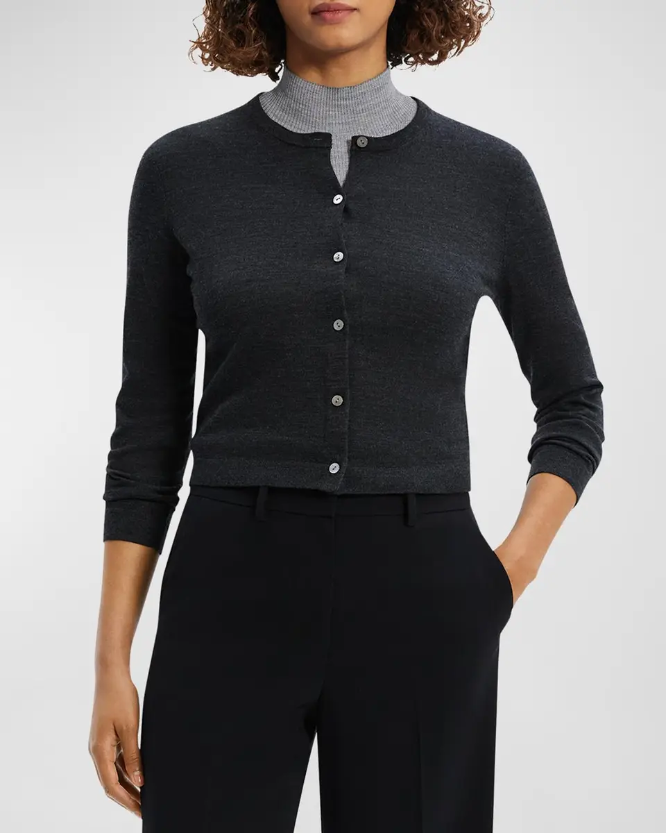 Theory Regal Merino Wool Cropped Cardigan | Thumbnail 2 Theory Regal Merino Wool Cropped Cardigan | Thumbnail 2