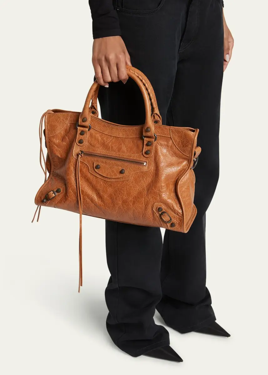Balenciaga Le City Medium Crinkled Leather Top-Handle Bag | Thumbnail 2 Balenciaga Le City Medium Crinkled Leather Top-Handle Bag | Thumbnail 2