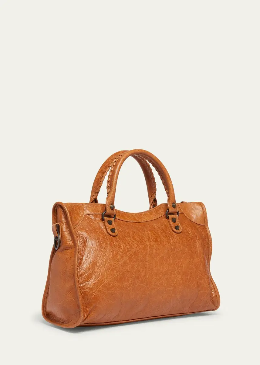 Balenciaga Le City Medium Crinkled Leather Top-Handle Bag | Thumbnail 3 Balenciaga Le City Medium Crinkled Leather Top-Handle Bag | Thumbnail 3