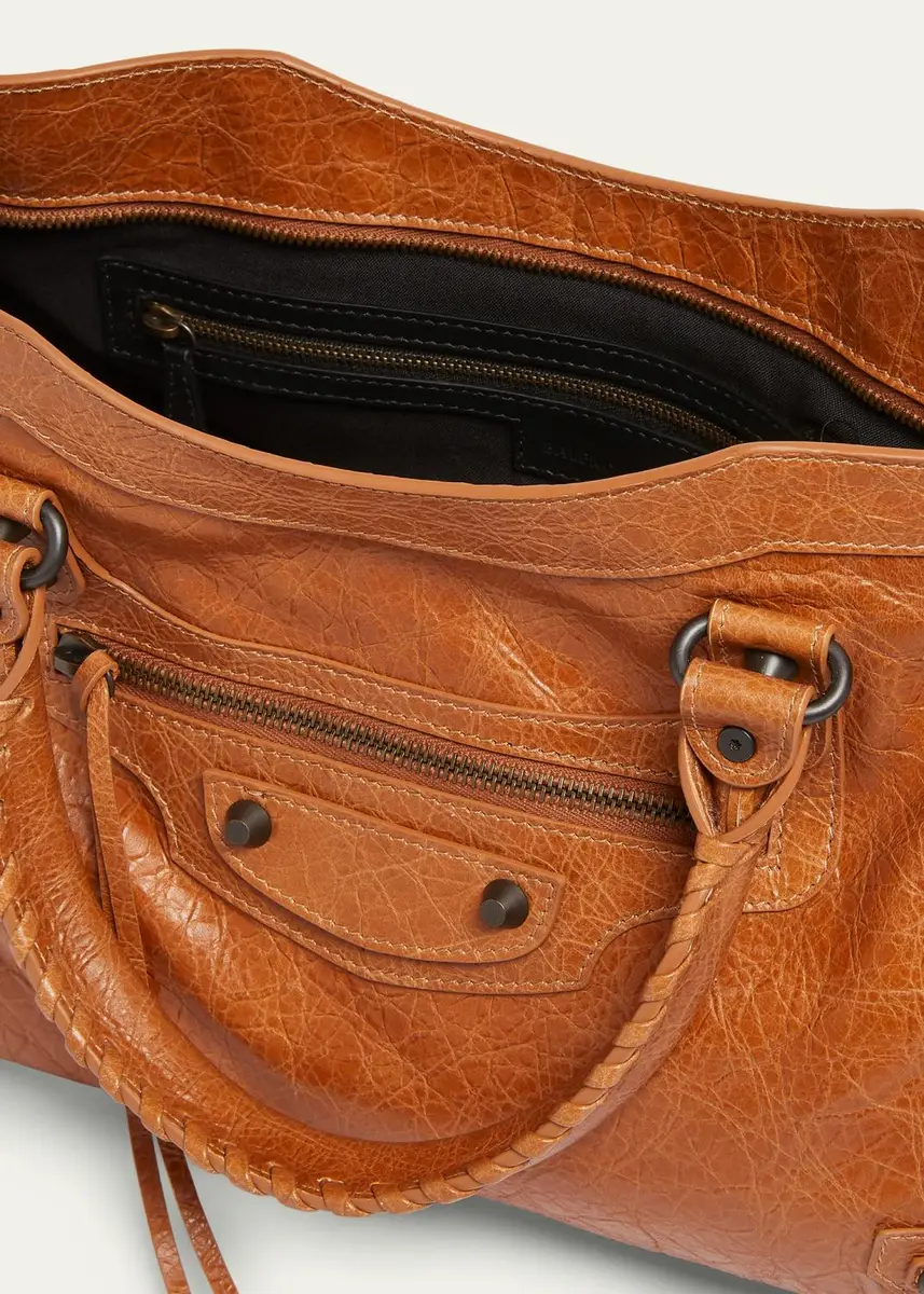 Balenciaga Le City Medium Crinkled Leather Top-Handle Bag | Thumbnail 4 Balenciaga Le City Medium Crinkled Leather Top-Handle Bag | Thumbnail 4
