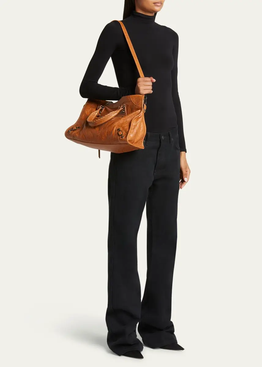 Balenciaga Le City Medium Crinkled Leather Top-Handle Bag | Thumbnail 5 Balenciaga Le City Medium Crinkled Leather Top-Handle Bag | Thumbnail 5