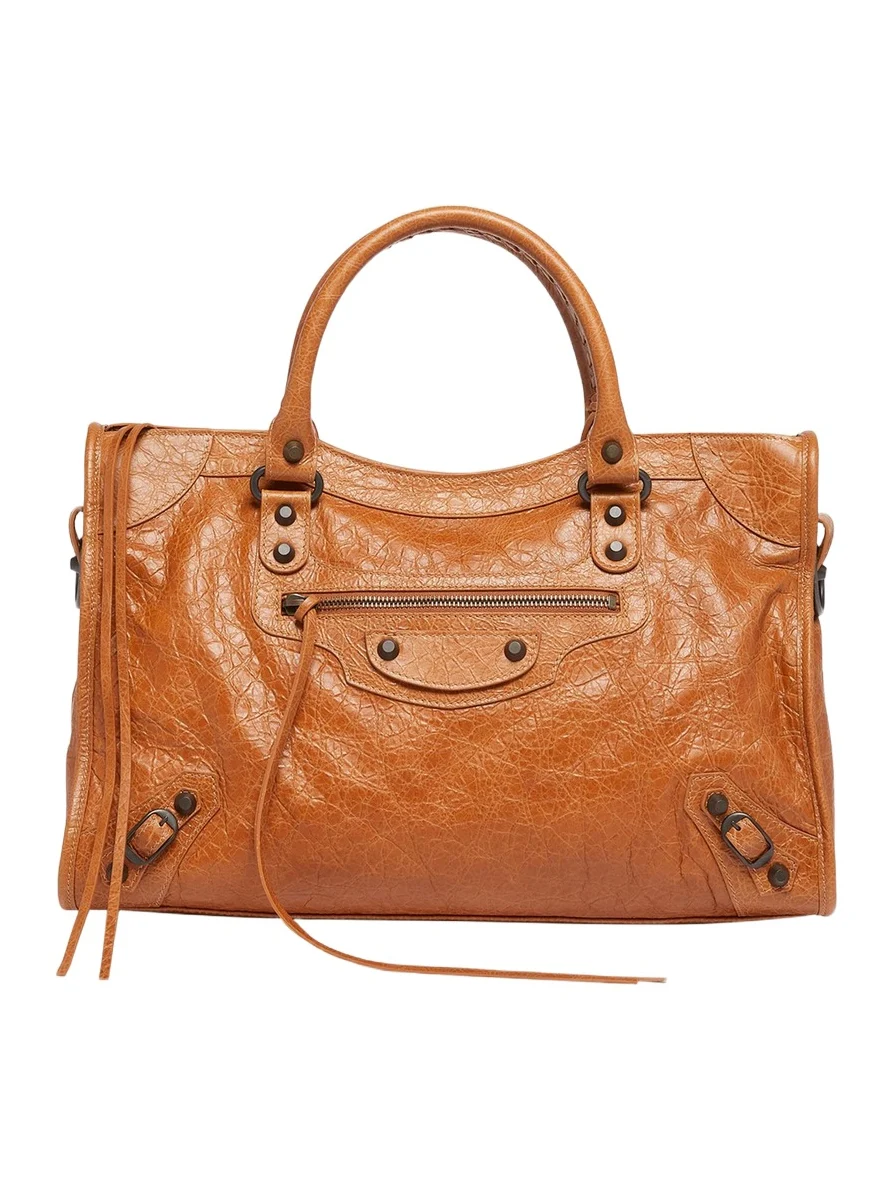 Balenciaga Le City Medium Crinkled Leather Top-Handle Bag