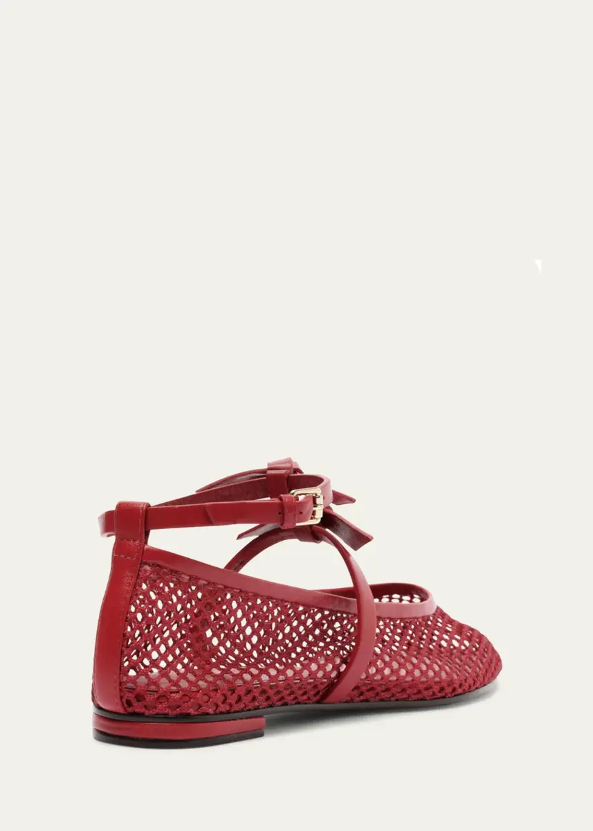 Alexandre Birman Slim Clarita Bow-Strap Fishnet Ballerina Flats | Thumbnail 3 Alexandre Birman Slim Clarita Bow-Strap Fishnet Ballerina Flats | Thumbnail 3