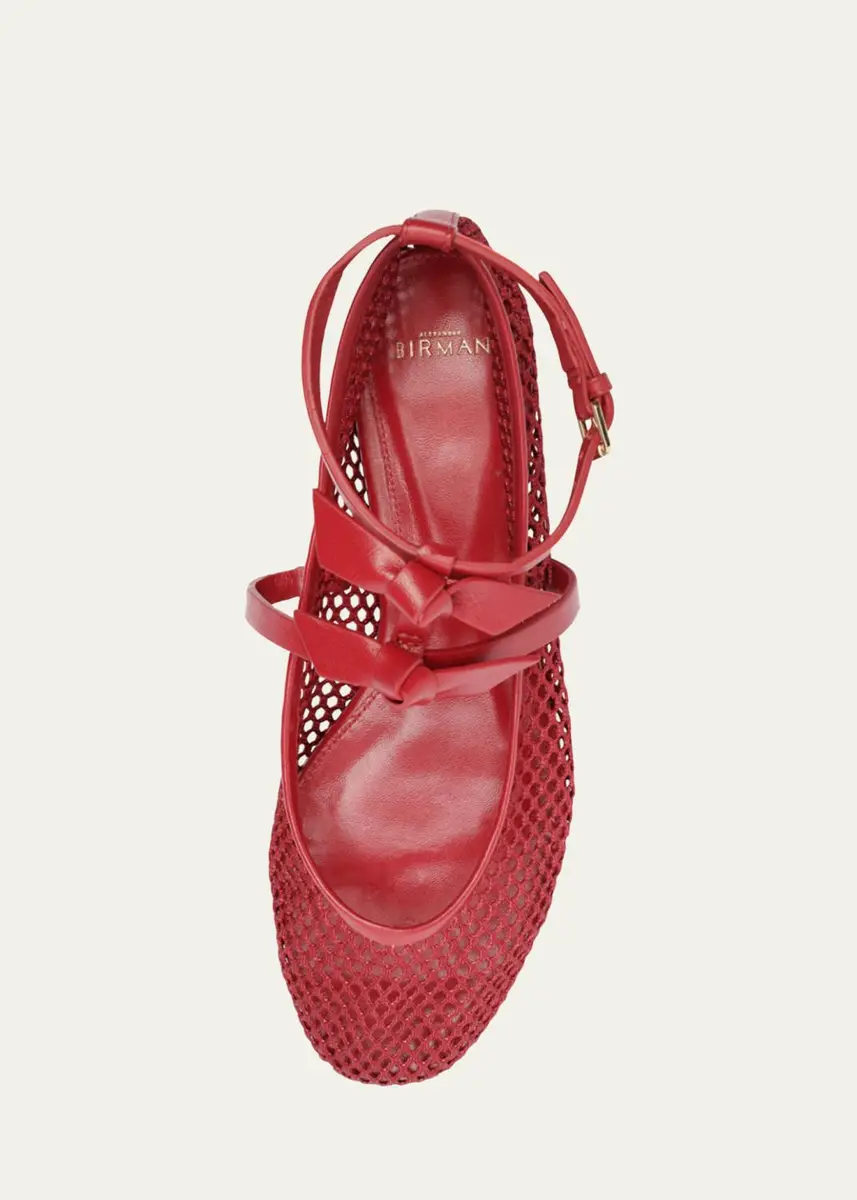 Alexandre Birman Slim Clarita Bow-Strap Fishnet Ballerina Flats | Thumbnail 4 Alexandre Birman Slim Clarita Bow-Strap Fishnet Ballerina Flats | Thumbnail 4