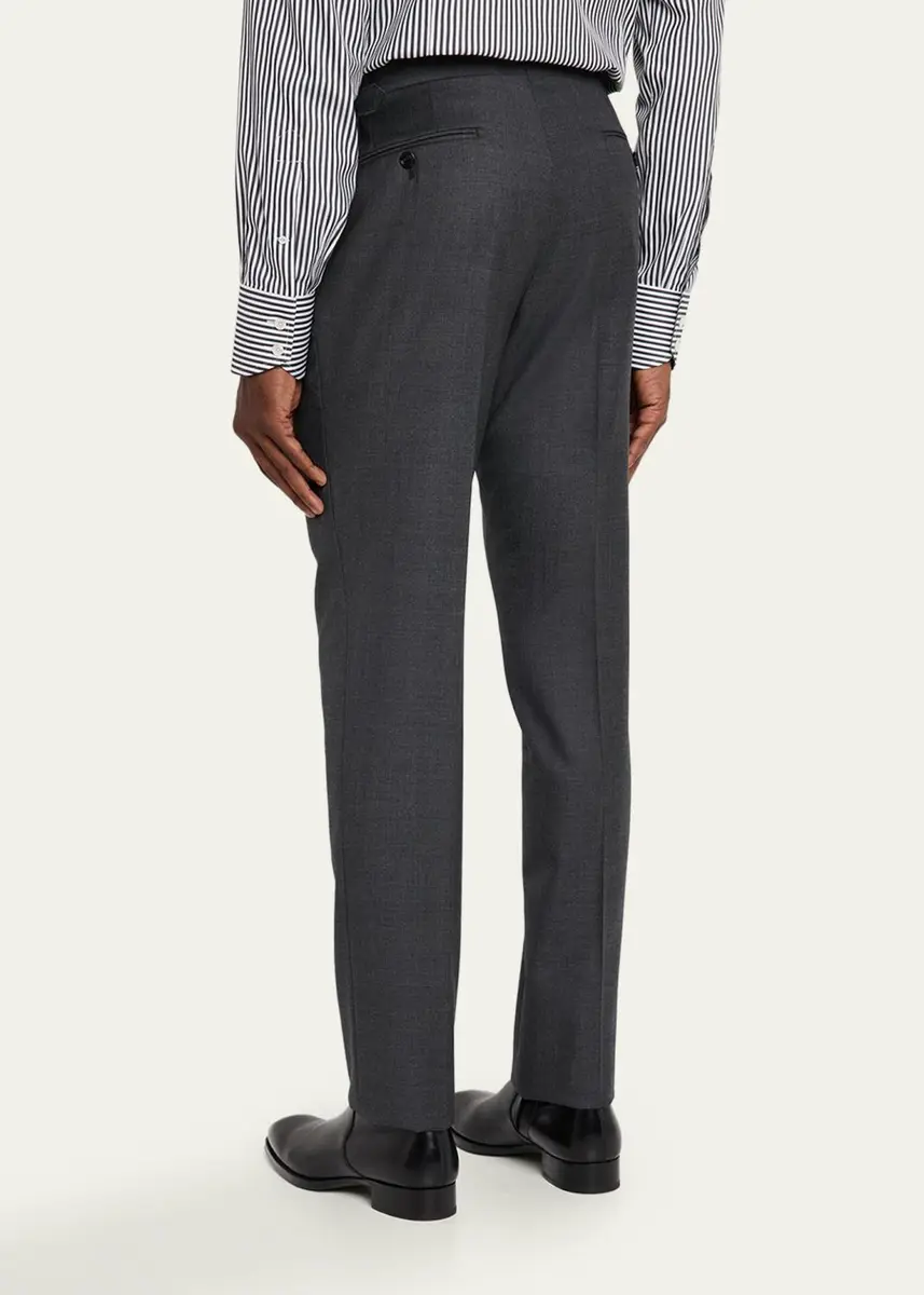 Tom Ford Men's Wool Sharkskin Flat-Front Pants | Thumbnail 3 Tom Ford Men's Wool Sharkskin Flat-Front Pants | Thumbnail 3