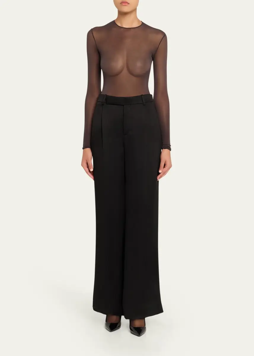 Saint Laurent Sheer Knit Long-Sleeve Bodysuit | Thumbnail 2 Saint Laurent Sheer Knit Long-Sleeve Bodysuit | Thumbnail 2