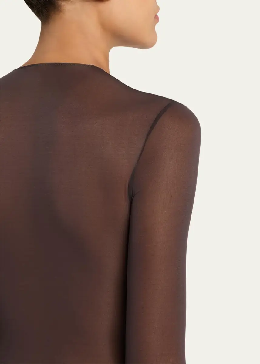 Saint Laurent Sheer Knit Long-Sleeve Bodysuit | Thumbnail 5 Saint Laurent Sheer Knit Long-Sleeve Bodysuit | Thumbnail 5