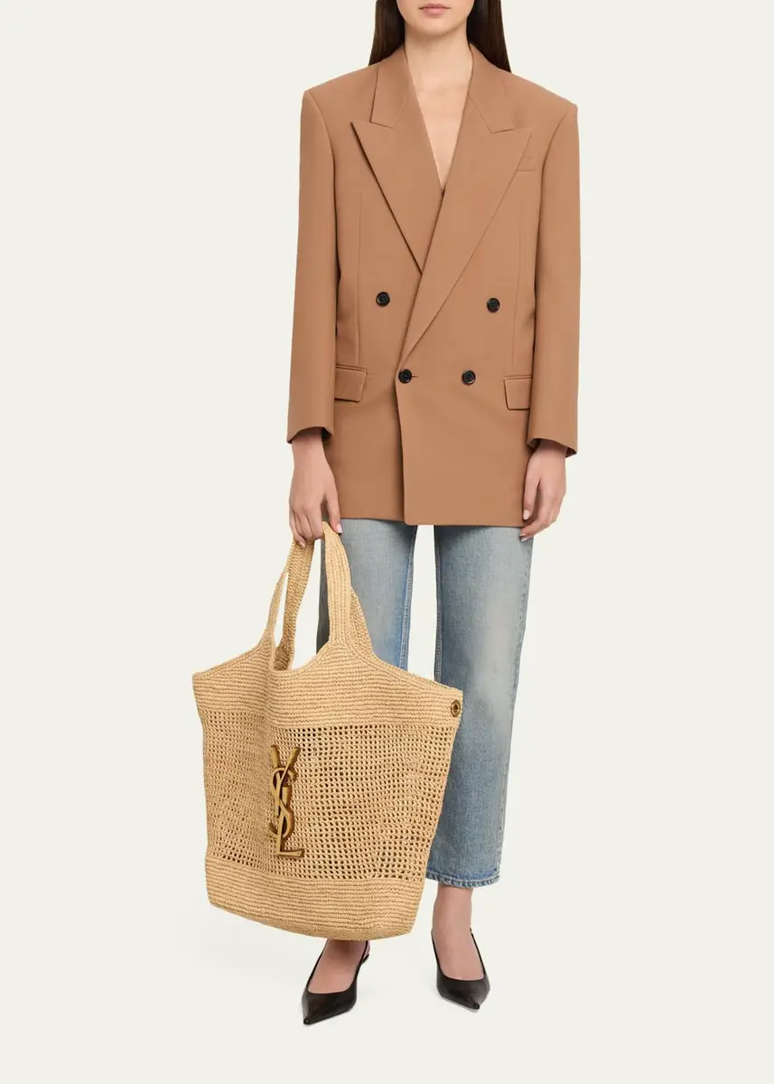Saint Laurent Icare YSL Raffia Tote Bag | Thumbnail 5