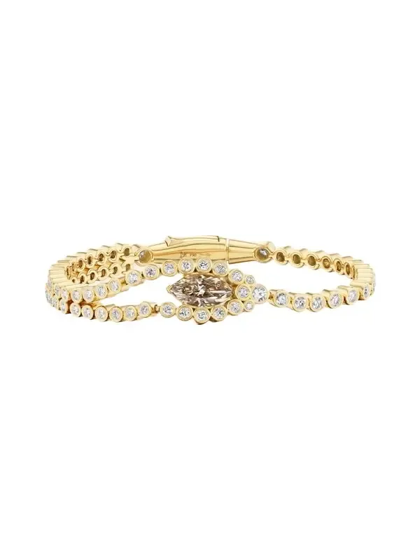 Uniform Object 18K Yellow Gold Tension Tennis Bracelet with Champagne Diamond