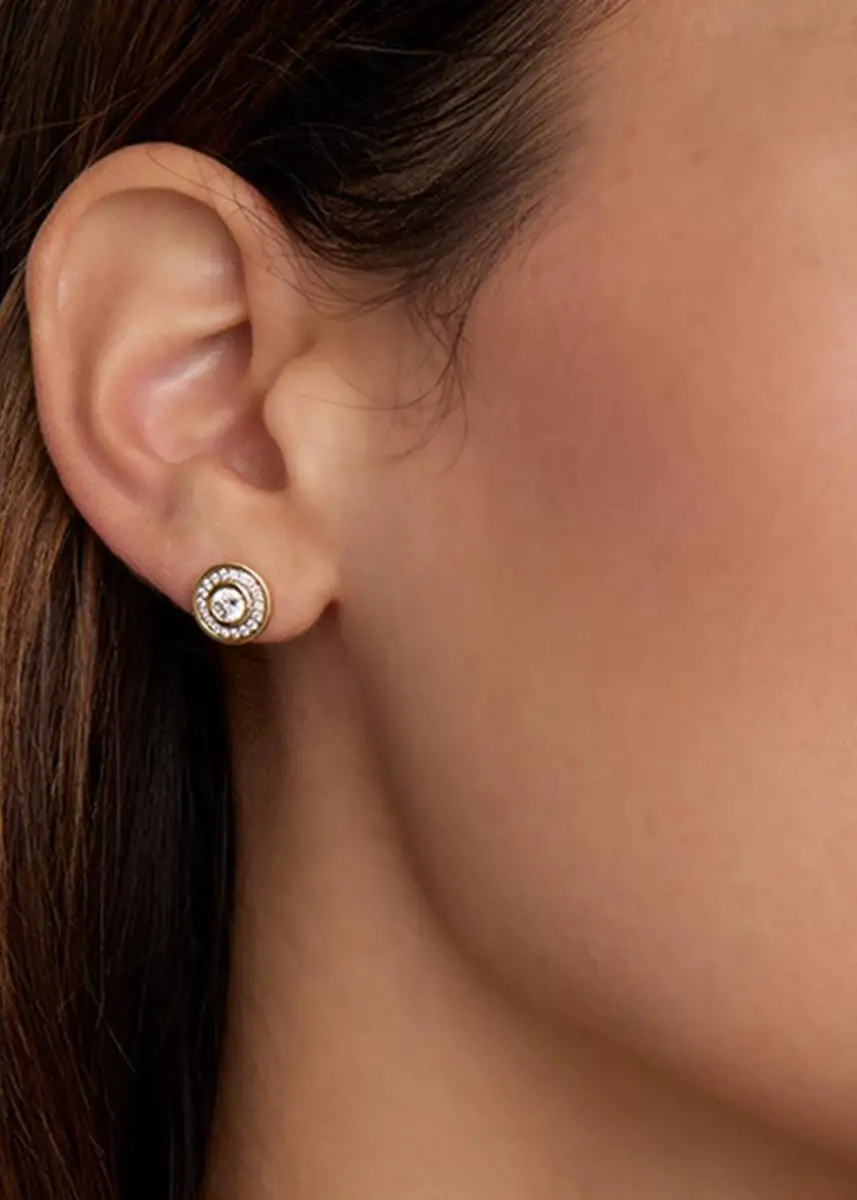 Jamie Wolf 18K Yellow and White Gold Bezel Set Round Diamond Stud Earrings | Thumbnail 2 Jamie Wolf 18K Yellow and White Gold Bezel Set Round Diamond Stud Earrings | Thumbnail 2
