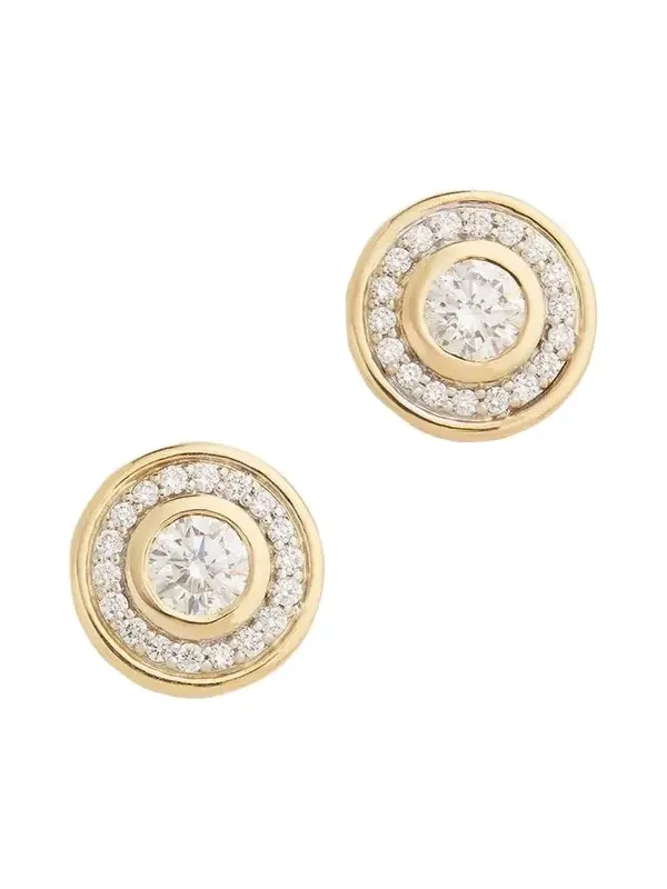 18K Yellow and White Gold Bezel Set Round Diamond Stud Earrings 18K Yellow and White Gold Bezel Set Round Diamond Stud Earrings