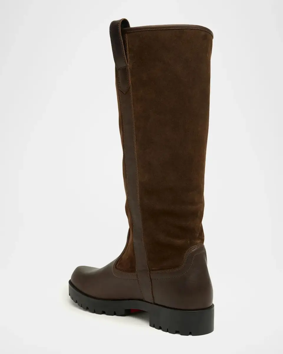 Christian Louboutin Men's Slouch Leather Lug-Sole Tall Boots | Thumbnail 2 Christian Louboutin Men's Slouch Leather Lug-Sole Tall Boots | Thumbnail 2