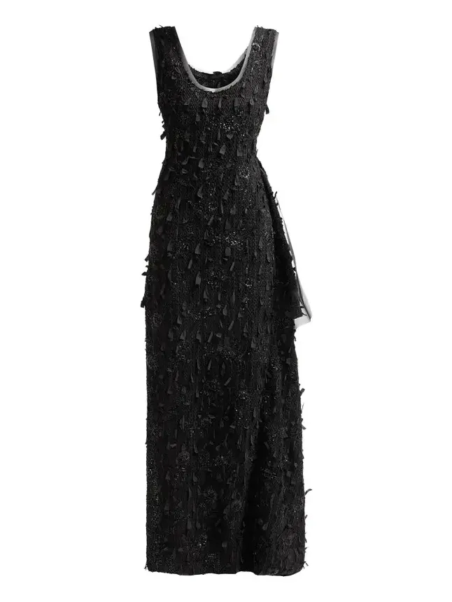 A.W.A.K.E. MODE Side-Drape Textured Maxi Dress