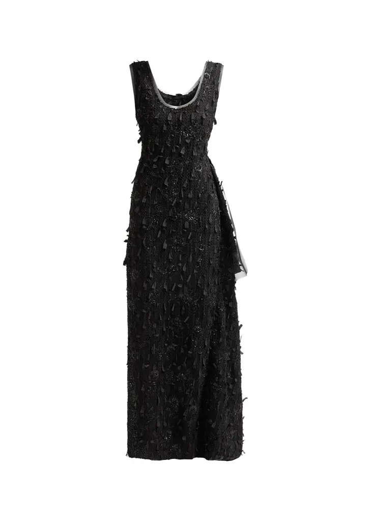 A.W.A.K.E. MODE Side-Drape Textured Maxi Dress