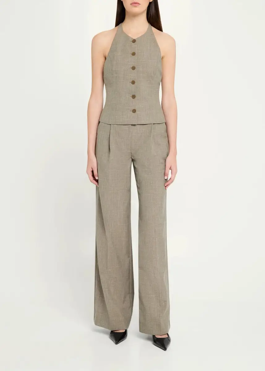 Christopher Esber Tropical Wool Leather-Waisted Wide-Leg Trousers | Thumbnail 2 Christopher Esber Tropical Wool Leather-Waisted Wide-Leg Trousers | Thumbnail 2