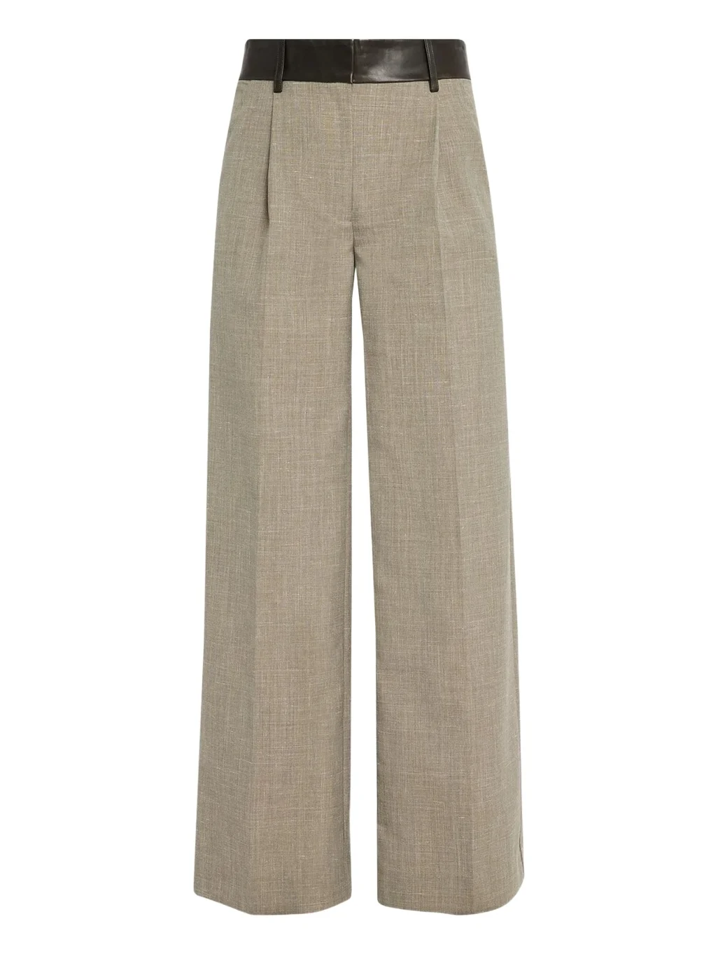Tropical Wool Leather-Waisted Wide-Leg Trousers Tropical Wool Leather-Waisted Wide-Leg Trousers