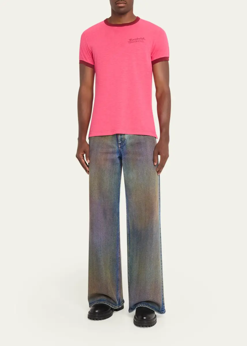 Sanderlak Men's Contrast-Trim Crewneck T-Shirt | Thumbnail 2 Sanderlak Men's Contrast-Trim Crewneck T-Shirt | Thumbnail 2