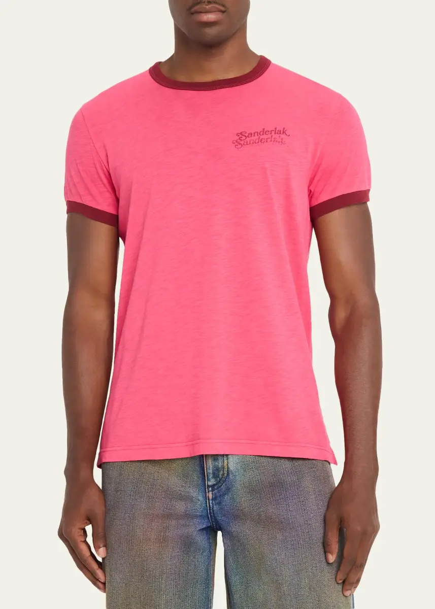 Sanderlak Men's Contrast-Trim Crewneck T-Shirt | Thumbnail 4 Sanderlak Men's Contrast-Trim Crewneck T-Shirt | Thumbnail 4