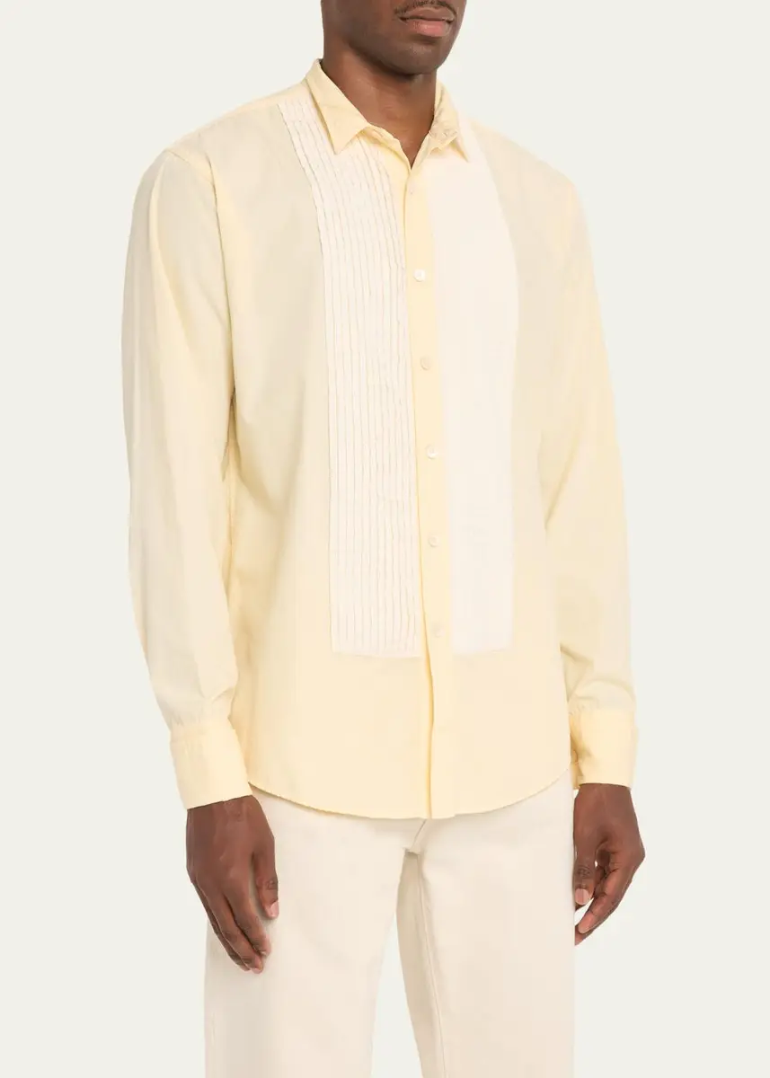 Sanderlak Men's Poplin Plisse French Cuff Tuxedo Dress Shirt | Thumbnail 4