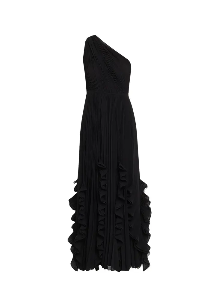 Kobi Halperin Iris Pleated Asymmetric Gown