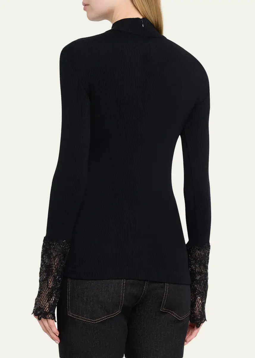 Brunello Cucinelli Lace Glow Embroidered Long-Sleeve Top | Thumbnail 3 Brunello Cucinelli Lace Glow Embroidered Long-Sleeve Top | Thumbnail 3