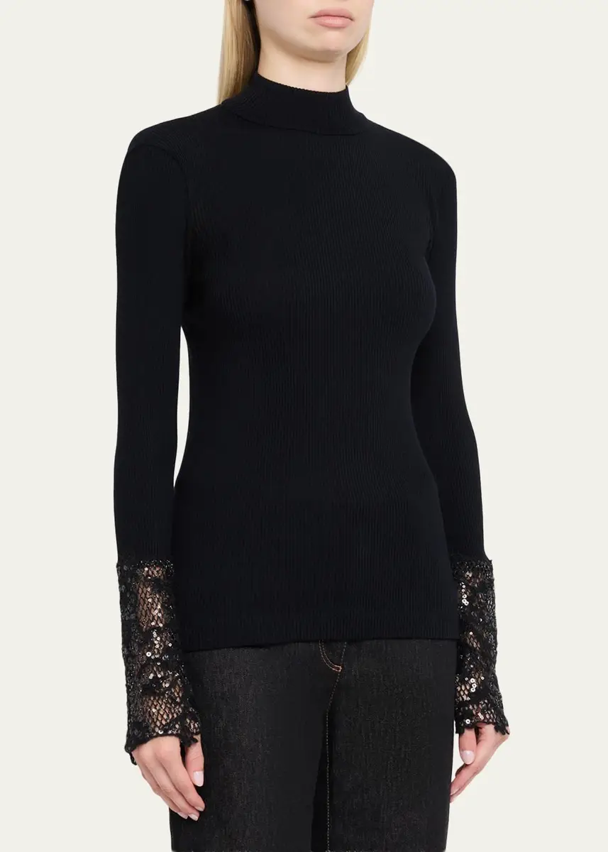 Brunello Cucinelli Lace Glow Embroidered Long-Sleeve Top | Thumbnail 4 Brunello Cucinelli Lace Glow Embroidered Long-Sleeve Top | Thumbnail 4