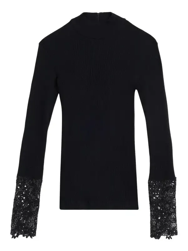 Lace Glow Embroidered Long-Sleeve Top