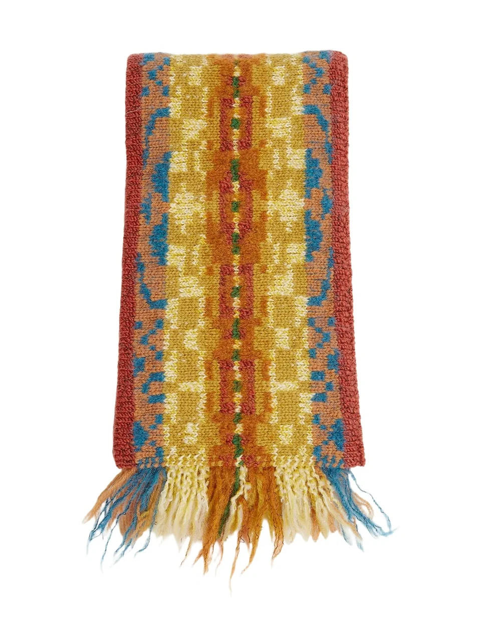 Dries Van Noten Men's Wool Fair Isle Fringe Scarf